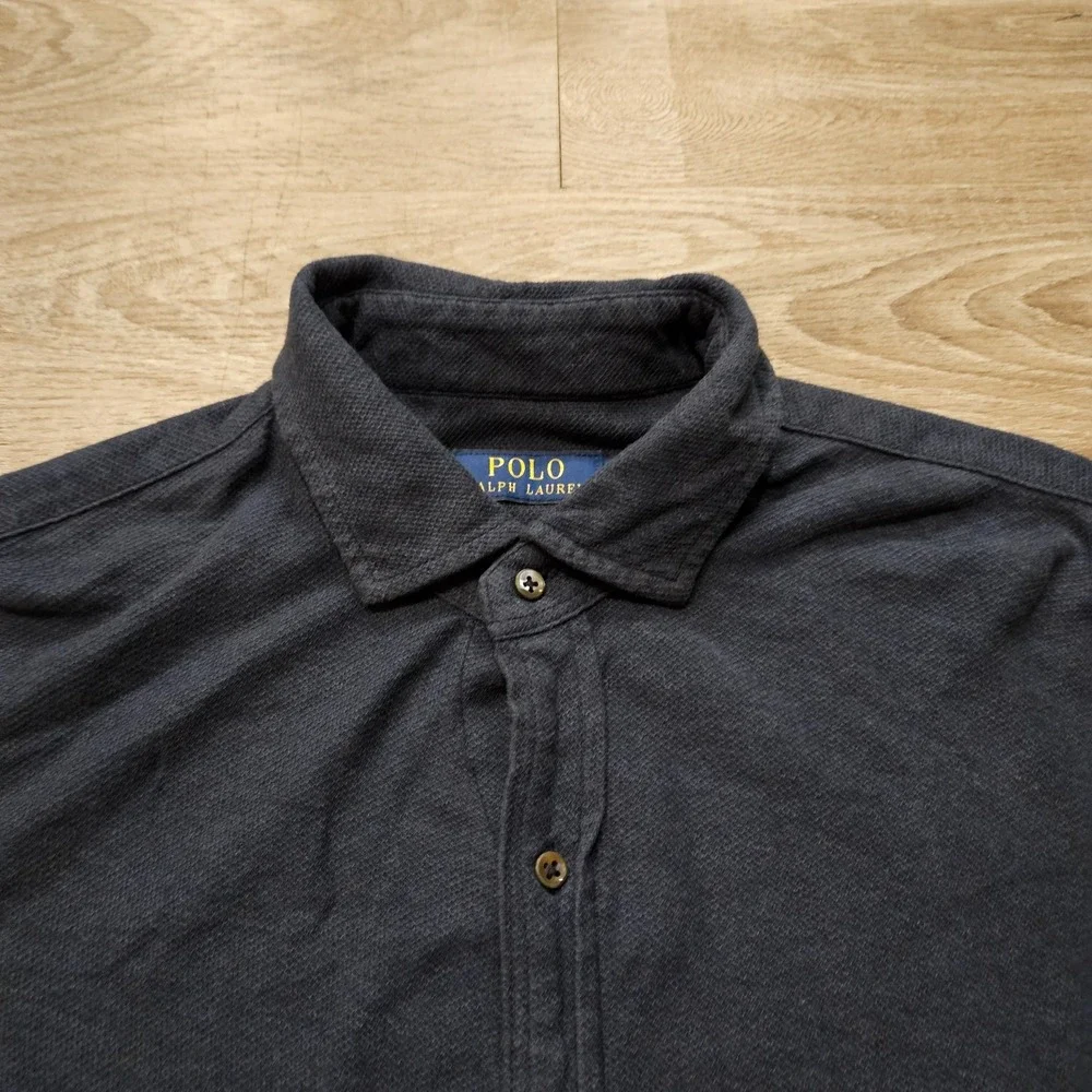 Polo Ralph Lauren Featherweight Mesh Shirt Mens L Gray Heather Button Up Cotton